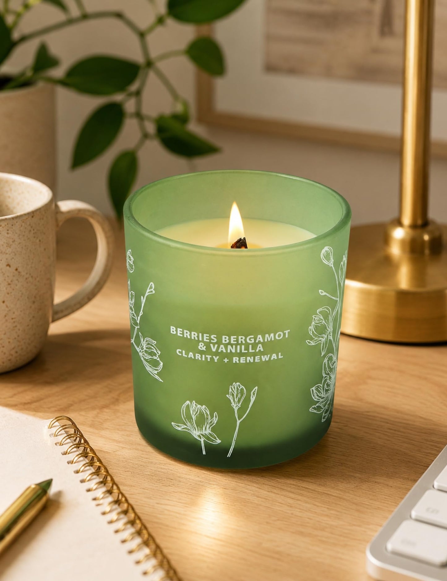 Berries Bergamot Vanilla Candle | 10.6oz Wood Wick Soy Scented Candle for Home | Aromatherapy Stress Relief Candle | Clean Burning, Long Lasting Candles | Self Care Gift for Women & Men