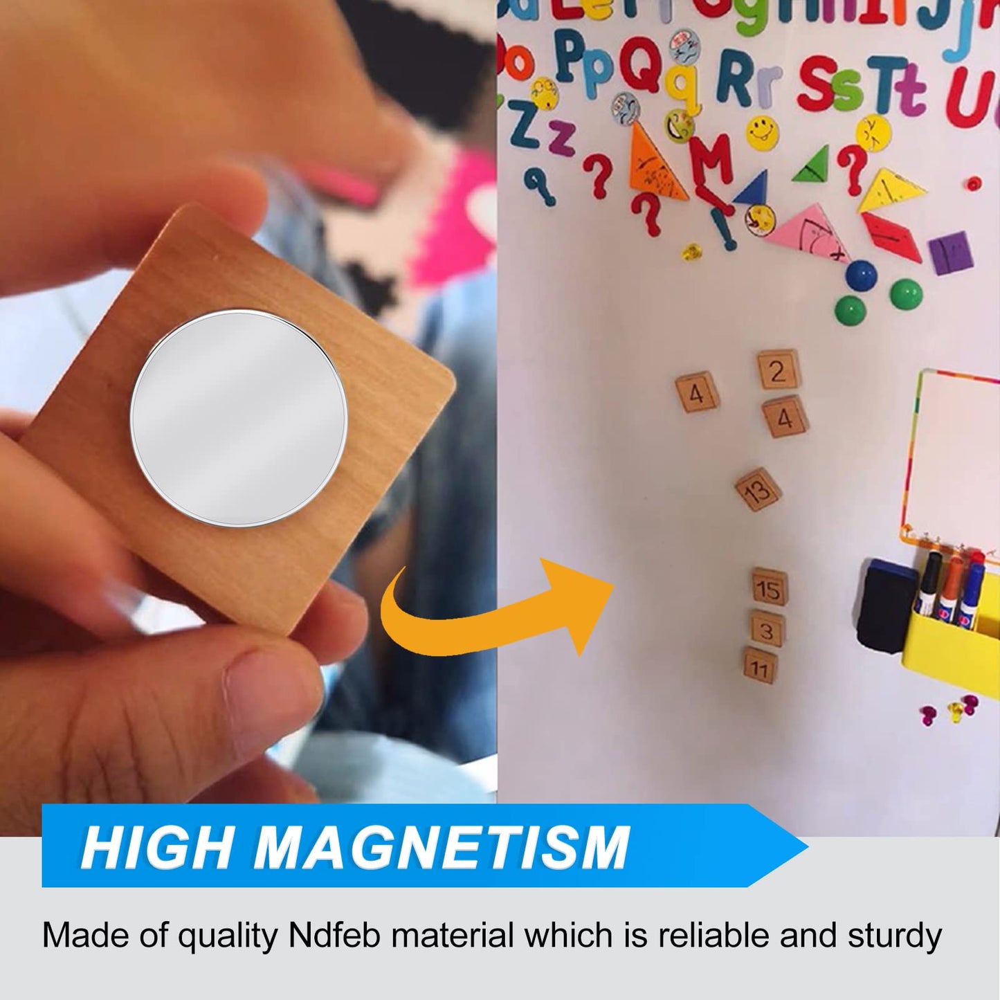 TRYMAG 50Pcs Super Strong Neodymium Magnets, 15x3mm Small Round Fridge Rare Earth Magnets for Crafts, Tiny Neodymium for Whitboard, Dry Erase Board, DIY, Scientific Models, Office