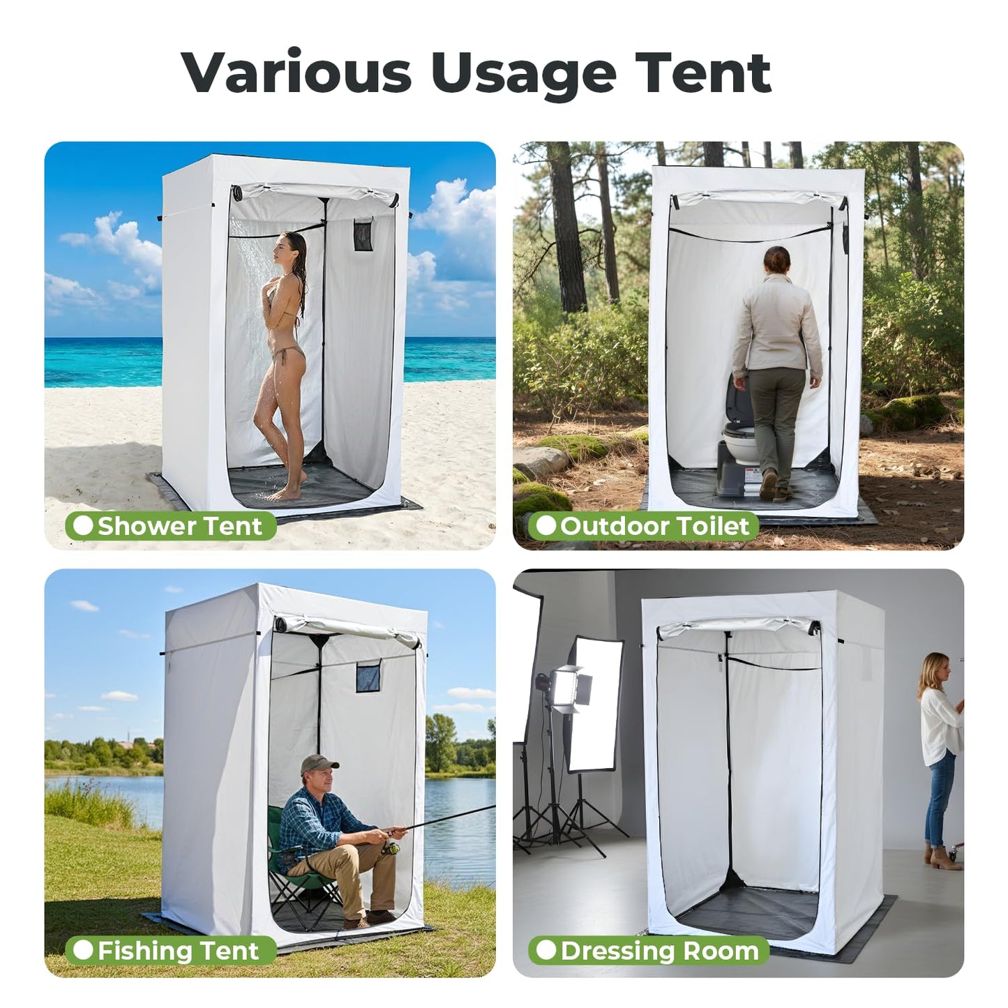 Alvantorยฎ Shower Tent Changing Room Outdoor Shower Enclosure Privacy Shelter Toilet Tent Dressing Shelter Teflon Coating Fabric Multi-Proof Steel Pole for Patio, Garden, Poolside 47"x47"x81"