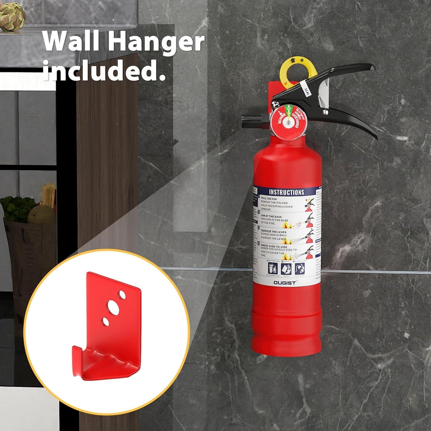 Ougist ABC Fire Extinguisher for Home & Vehicle - 2.5 lb 1-A:10-B:C Rated, Dry Chemical Fire Safety with Quick-Release Handle, Certified for Kitchen/Car/Boat Use-Model FF1KG 4Pack