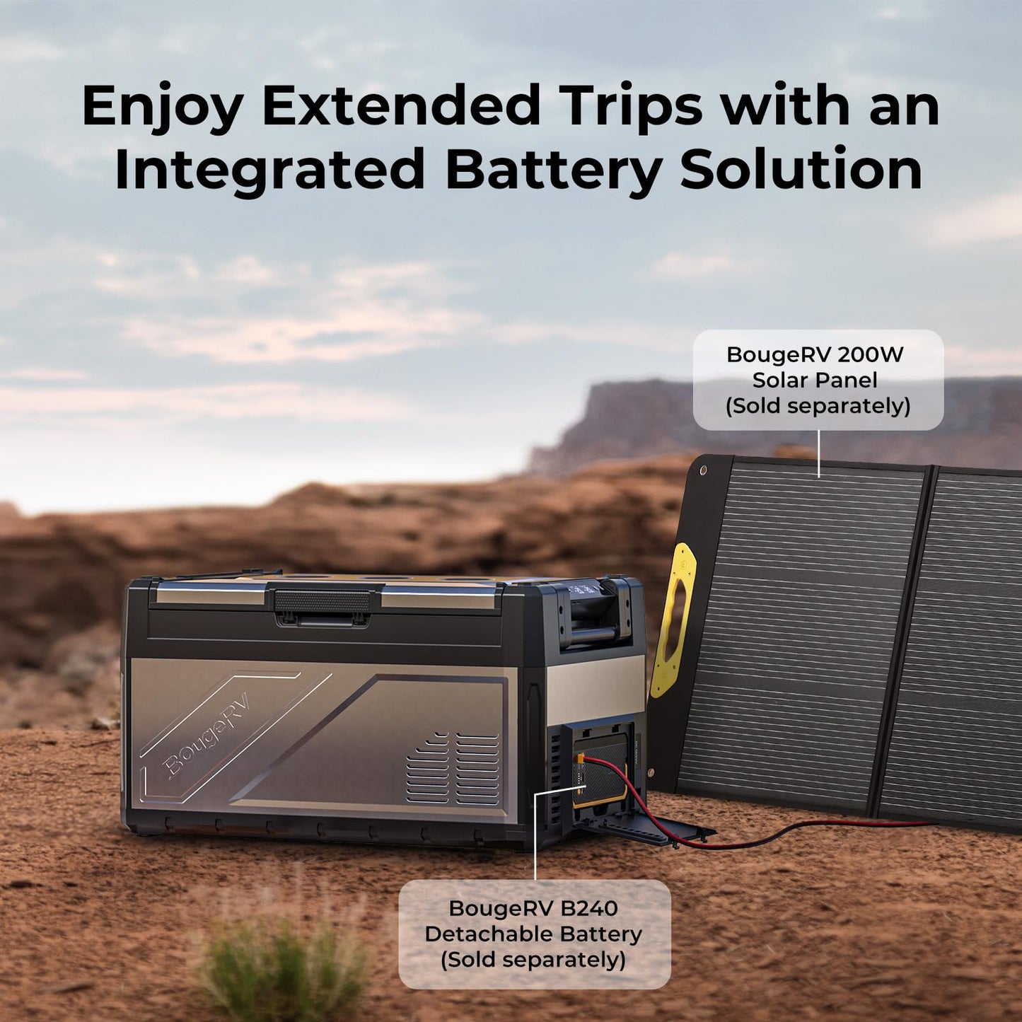 BougeRV 41 Quart Rocky V3.0 12 Volt Portable Refrigerator with 240Wh Battery, Dual Zone Car Fridge Freezer, APP Control, Compressor Cooler for Overlanding, Camping, Travel, RV, Truck(2026 New Model)