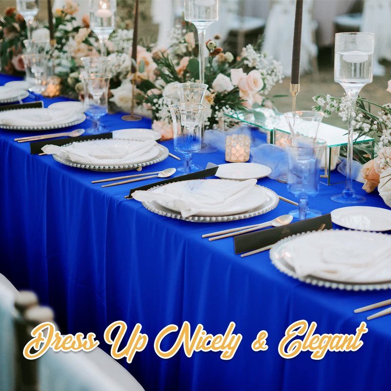 BRILLMAX 8 Pack Royal Blue Tablecloths 70 x 120 Inch for 6ft & 8ft Rectangle Tables - 150 GSM Polyester Fabric, Universal Fit, Water, Stain & Wrinkle Resistant Cloth Cover for Wedding Banquet