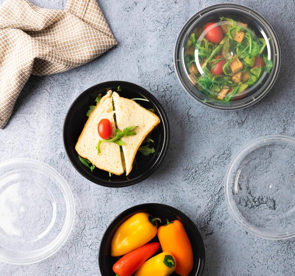 Bento Round Lunch Boxes - 24 oz, Plastic - Case of 192 - For Meal Prep, Lunches & Takeout