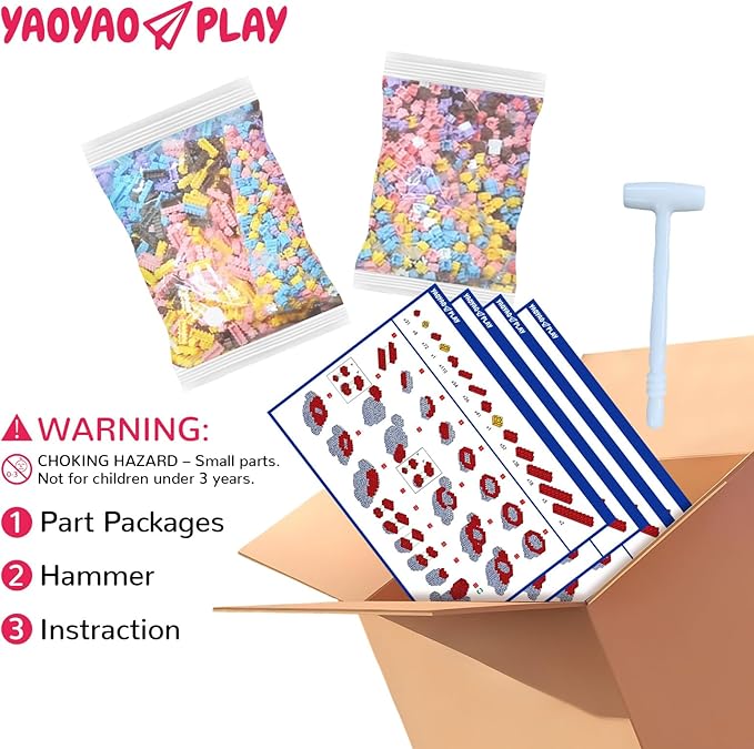Glowing Care Bear Building Blocks (5300 PCS) 3D Micro Animal DIY Bear Building Blocks for Adults & Teenager Creative Toys Ideal Gift for Family & Friends