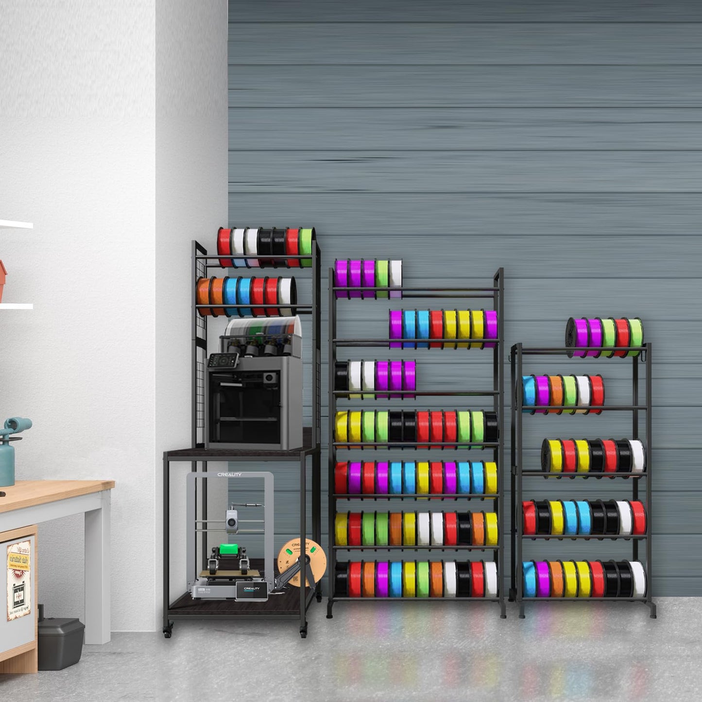 ARTINRACK 3D Printer Stand with Double Layer 3D Printer Filament Storage Rack, TR22 Heavy Duty Mobile Printer Table with Wheels for Studio Office Storage and Organization
