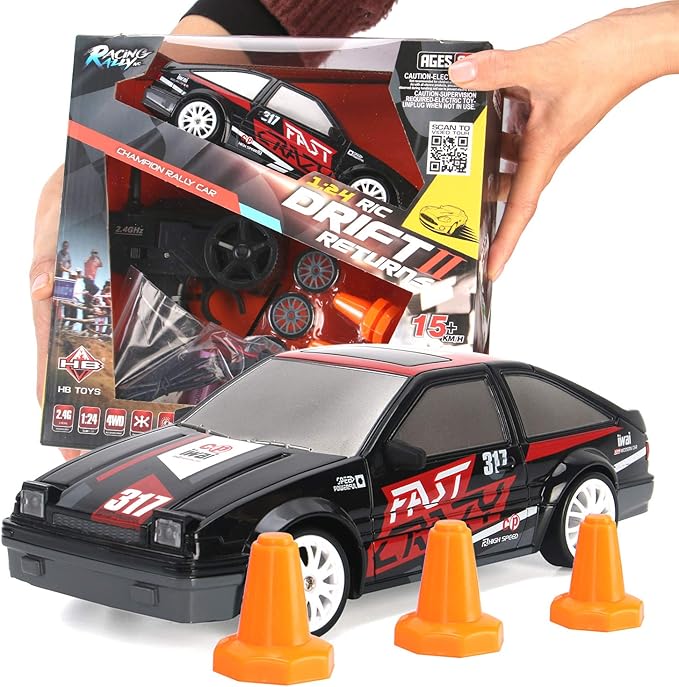 Liberty Imports RC Drift Car 1/24 2.4GHz 4WD Remote Control Sport Racing On-Road Vehicle with LED Light Batteries and Drift Tires (Style 4)
