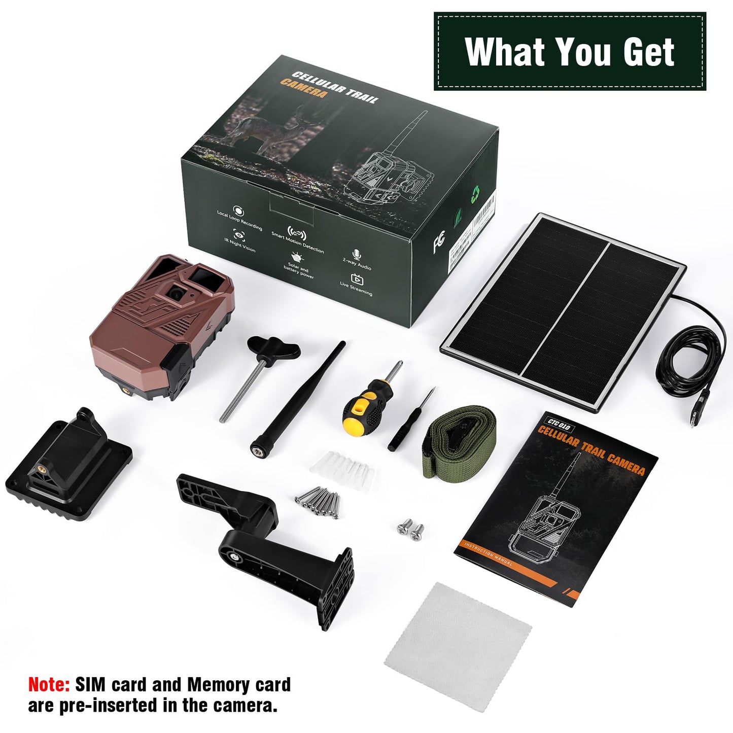 Zleo Cellular Trail Camera with Lifetime Data Free - Low Glow Night Vision Motion Activated, IP66 Waterproof, Live Streaming, 32GB Memory Card & Solar Panel Included