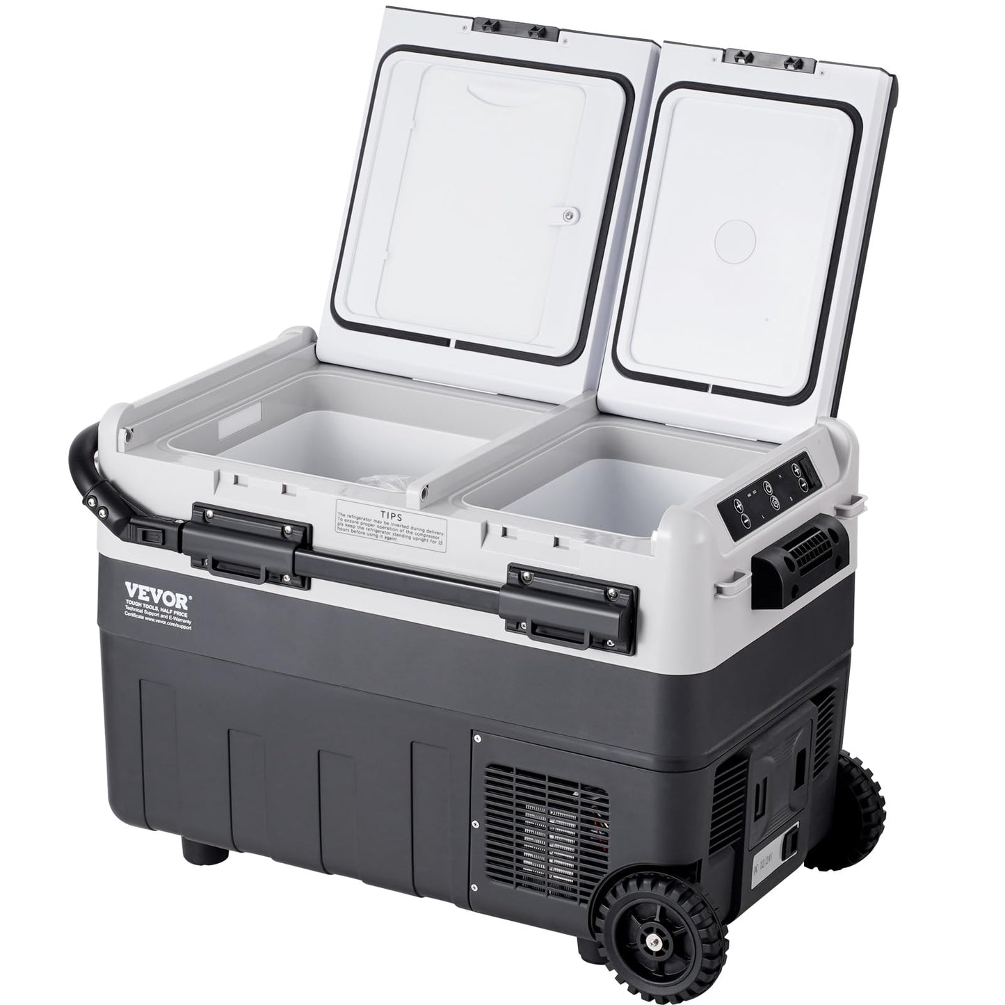 VEVOR Car Refrigerator 50L / 52.8 QT, Dual Zone 12 Volt Compressor Fridge, -4℉ to 68℉ Adjustable, Portable Freezer Cooler for Car, RV, Camping, Home