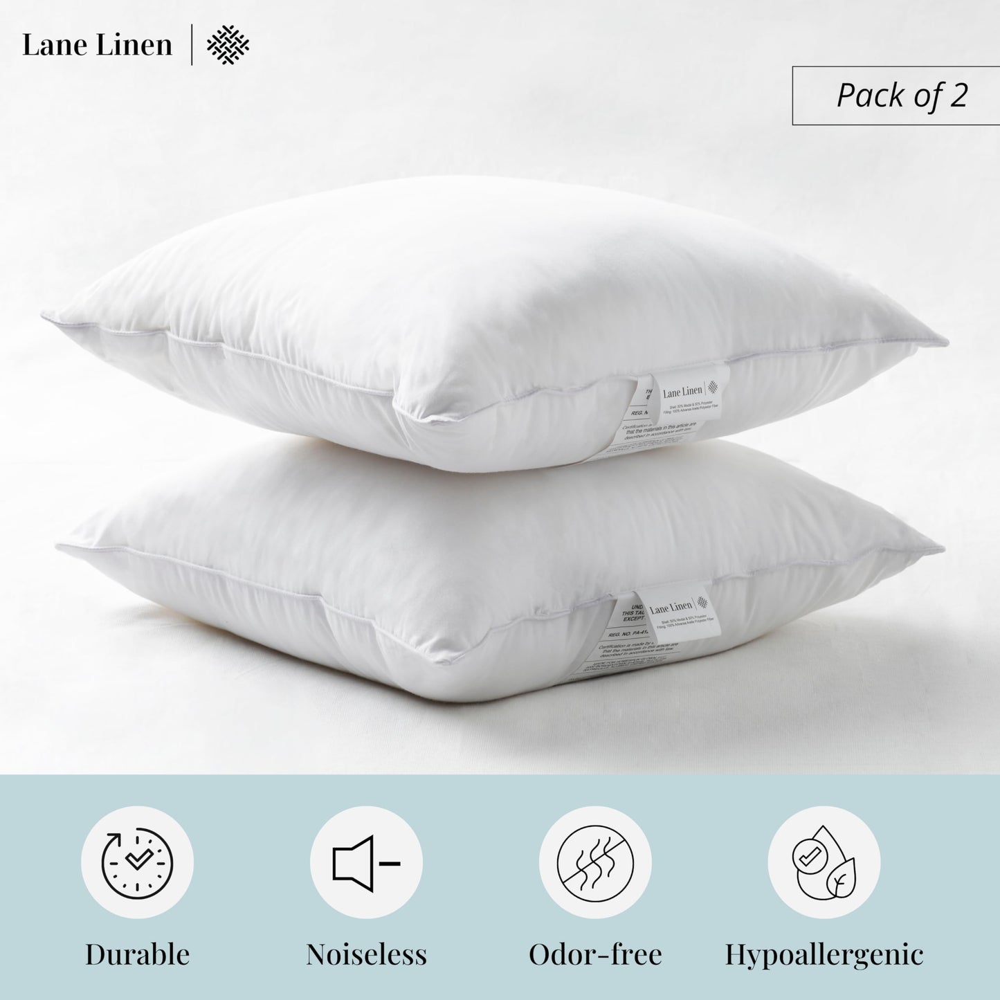 LANE LINEN Throw Pillow Insert - Pack of 2 16x16 Pillow Inserts for Decorative Pillow Covers, Throw Pillows Insert for Couch - White