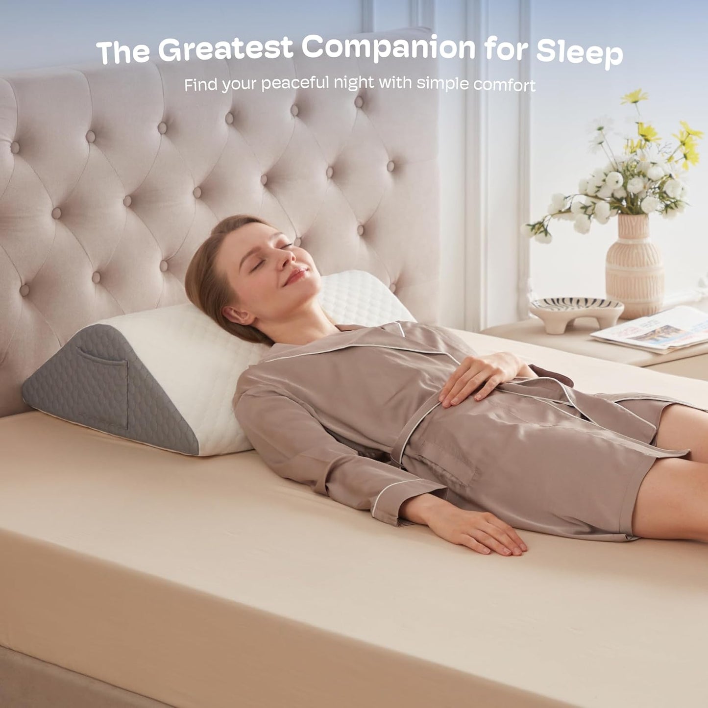 Simpledad Triangle Wedge Pillow - Cooling Memory Foam for Acid Reflux & Back Pain Relief | Ideal for Sleeping & Support