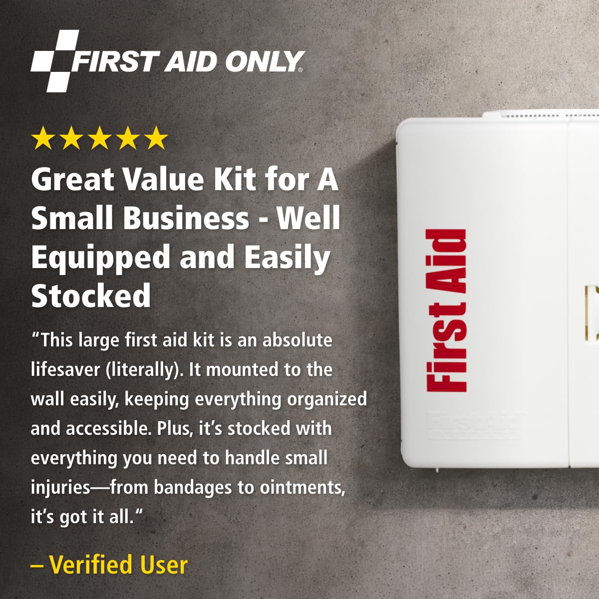 First Aid Only SmartCompliance 50-Person OSHA Compliant First Aid Kit for Business and Office Spaces - Large Plastic Cabinet - Emergency Supplies for Cuts, Bruises, and Scrapes - 245 Pieces