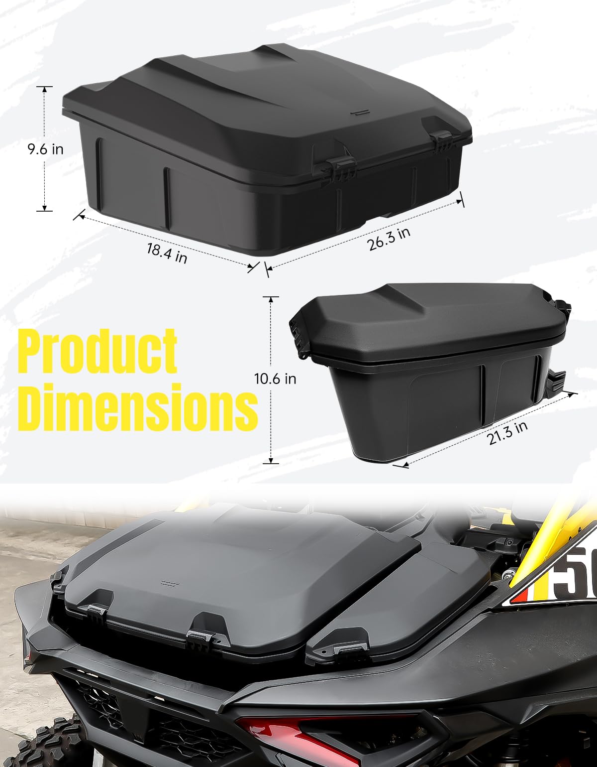 96L Cargo Trunk Storage Box & 13.5L Side Cargo Storage Boxes Set for Can-Am Maverick R/R X/X RS 2024+ Accessories, R Max/X/X RS/Smart-Shox 2025+, Replaces 715007182, 715007372, 3PCS