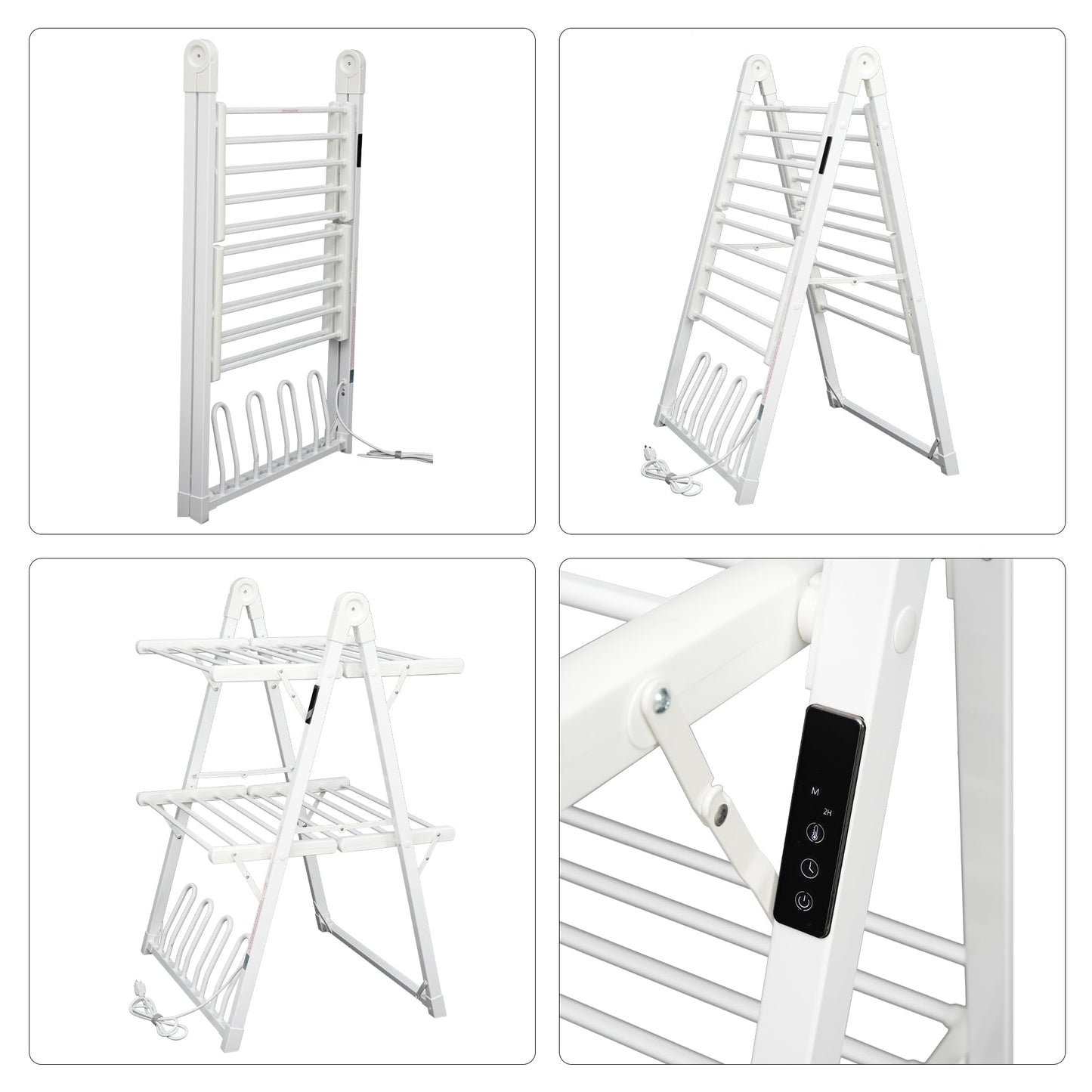 SHARNDY Electric Heated Clothes Drying Rack,Foldable Heated Garment Dryer with Timer Shut-Off Laundry Rack for Clothes Shoes Socks,Aluminum Alloy,White,Plug & Play,(39.37x25.98x23.82in)
