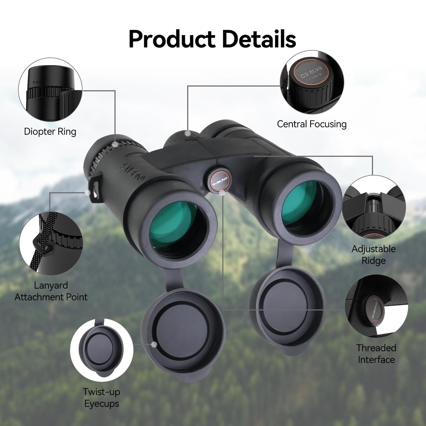 SVBONY Upgraded SV202 8x32 ED Binocular, Binoculars with Extra-Low Dispersion Lenses for Birdwatching, BAK4 & FMC Clearer, 7.8° Wide View Angle Quickly locate, Lightweight & Portable for Football Game