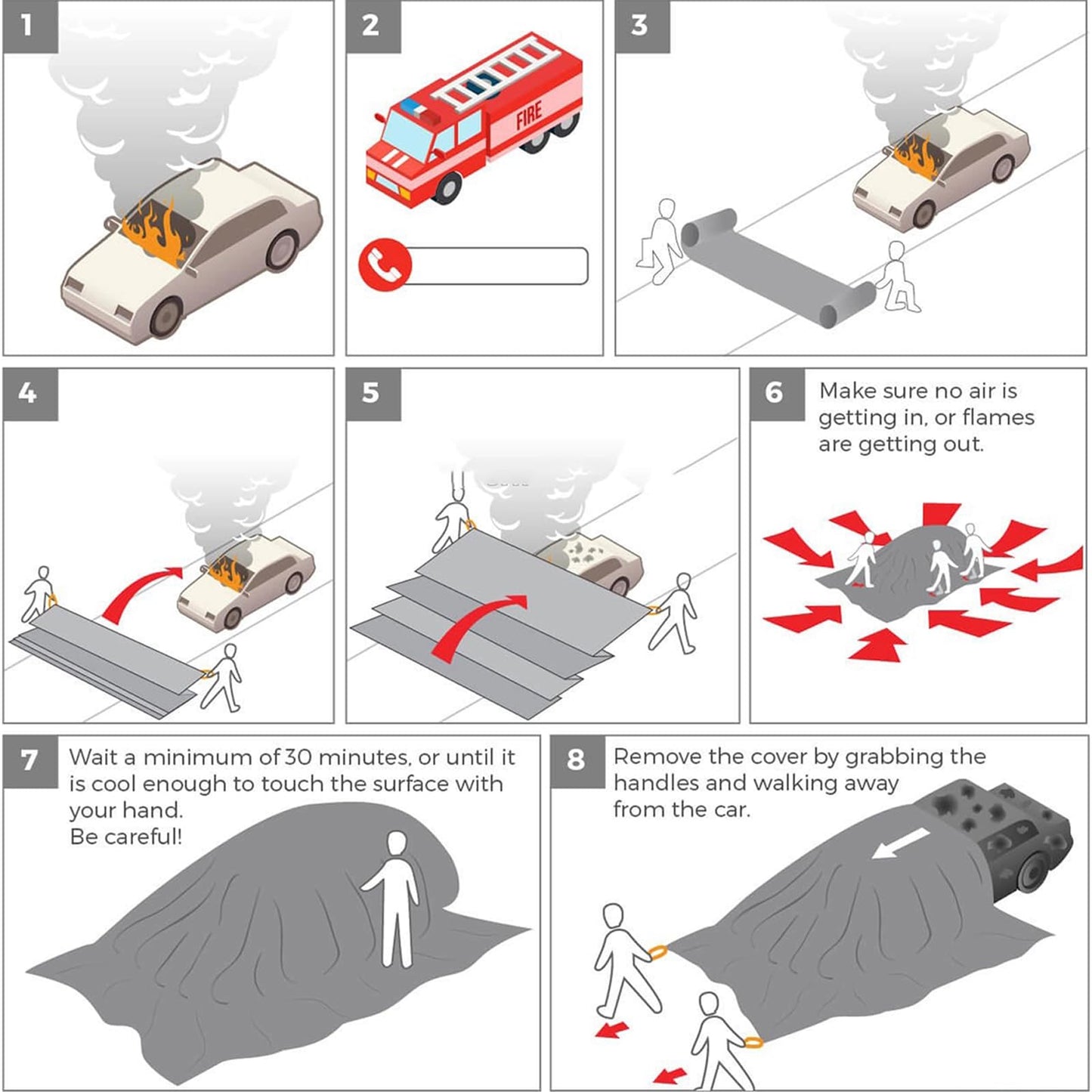 AMSXNOO Car Fire Blanket, Emergency Fireproof Blankets for Car, Fire Extinguisher Blanket for New Energy Vehicles, Trucks, and Motor Vehicles (Fiberglass + Double-Sided Silicone, 19.7x29.5ft/6x9m)