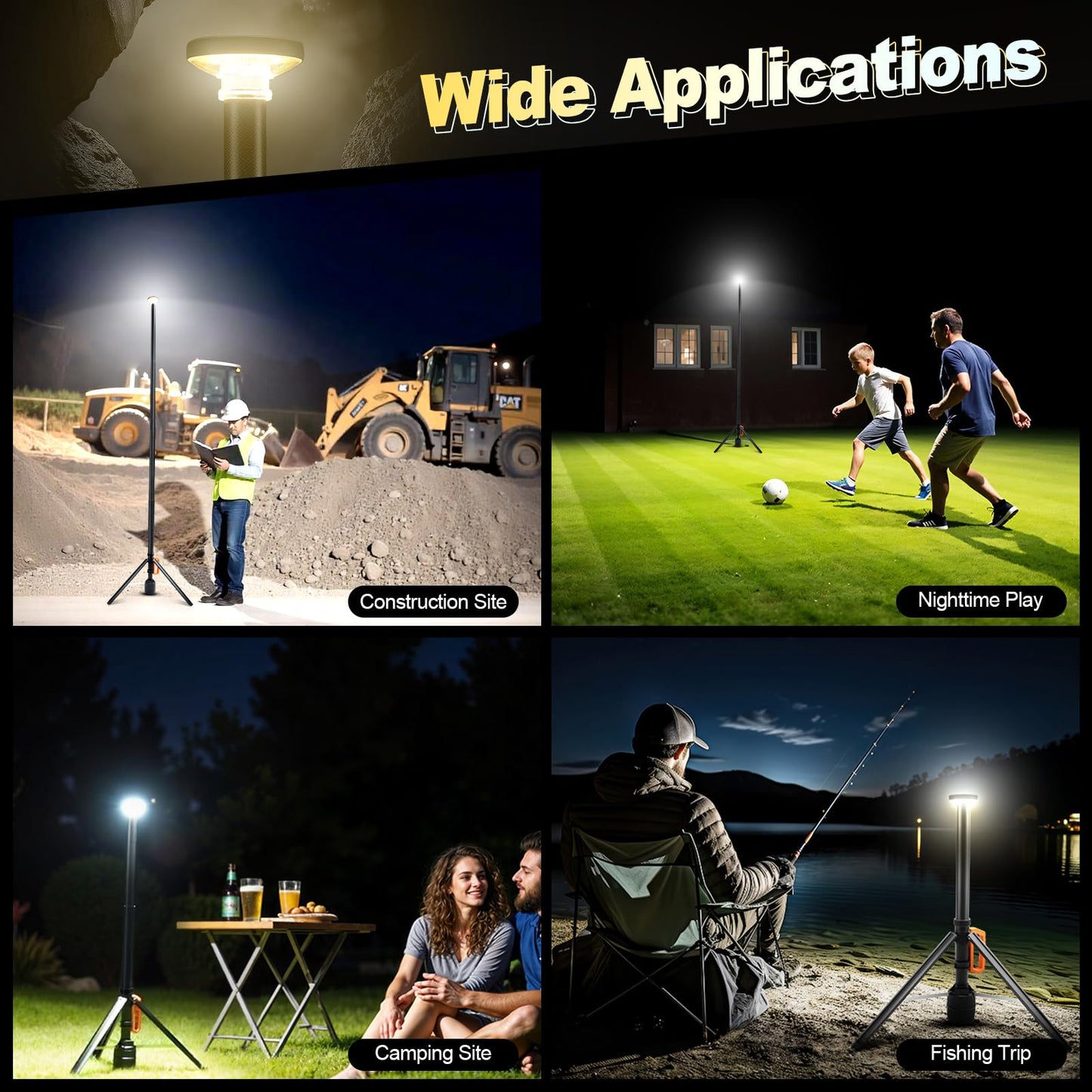SYLSTAR 360° Rechargeable Work Light with Remote &Telescopic Stand (8.4Ft), 3000LM Ultra Bright 3CCT Dimmable, 6000mAh Battery, Portable Camping Light for Jobsite Workshop Sports Emergencies