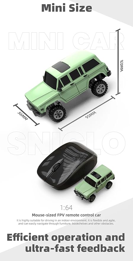 SNICLO 1:64 Mini 4WD RC Off-Road Car 2.4G Full Proportional Control Metal Driveshaft Multi-Link Chassis Independent Suspension RTR Electric Climbing Vehicle(White/RTR Cam Version)