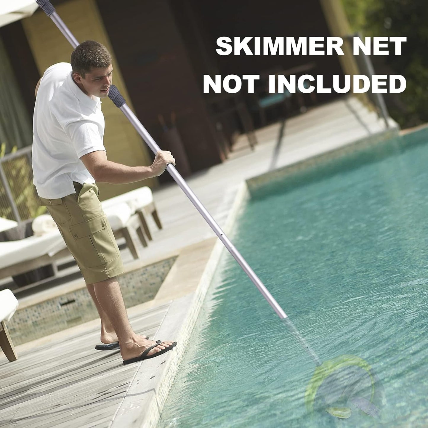 Sepetrel Pool Pole - 12-Foot Telescoping Cleaning Pole for Skimmer Net, Brush & Vacuum Head