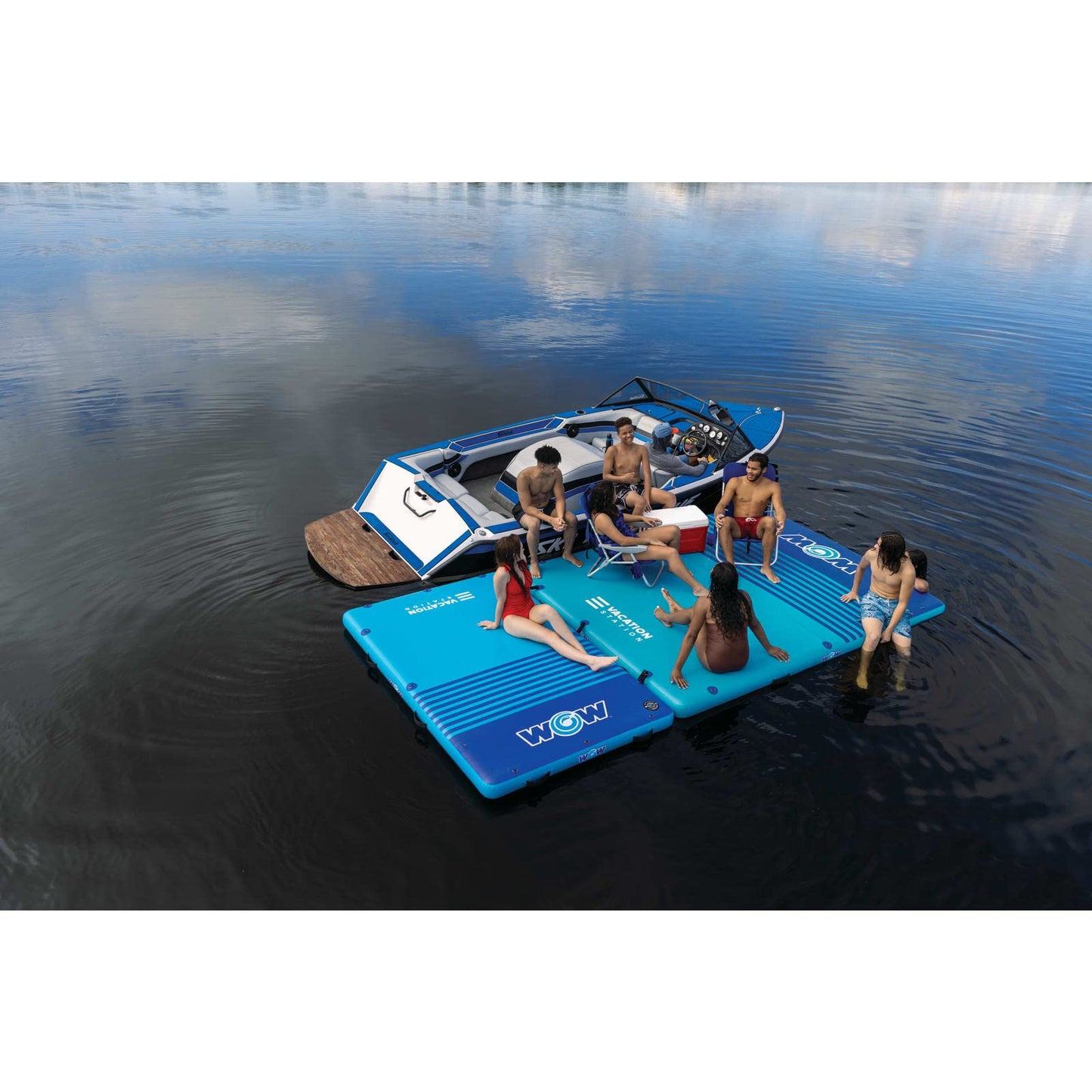Wow Sports Vacation Station Inflatable Floating Dock - 10 x 8 x 6 in - for Boating & Lakes - for Kids & Adults