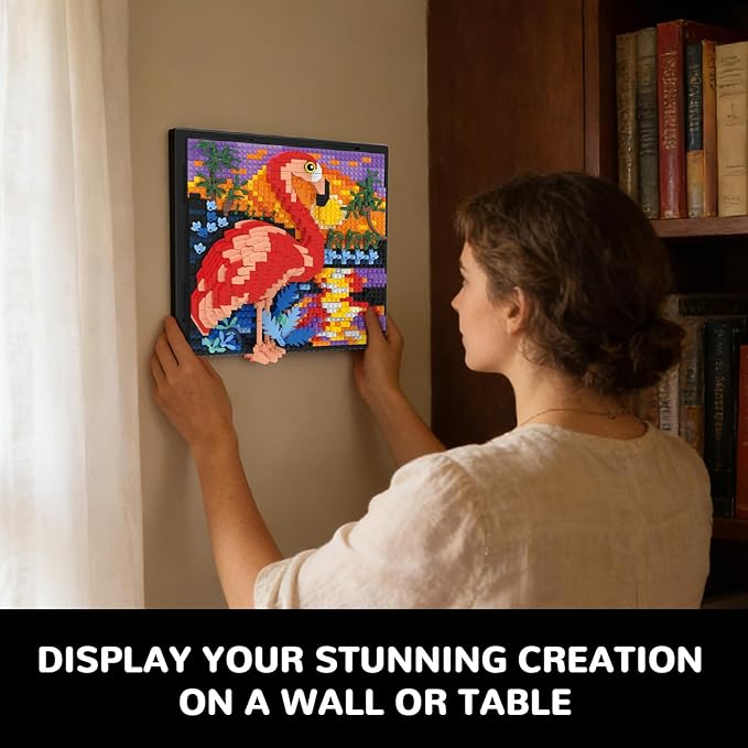 Flamingo Bird Animal 3D Wall Art Micro Mini Building Blocks Set Unique Home Wall Decor or Table Display No Compatible with Lego Ideal Gift Toy for Adults & Boys Girls 14+ (1319 PCS)