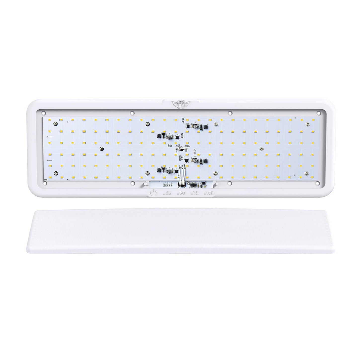 Leisure LED RV LED Ceiling Light Fixture 20" x 6.5" -1450 Lumen with Touch Dimmer Switch Interior Lighting for Car/RV/Trailer/Camper/Boat DC 12V Natural White 4000-4500K (4-PACK)