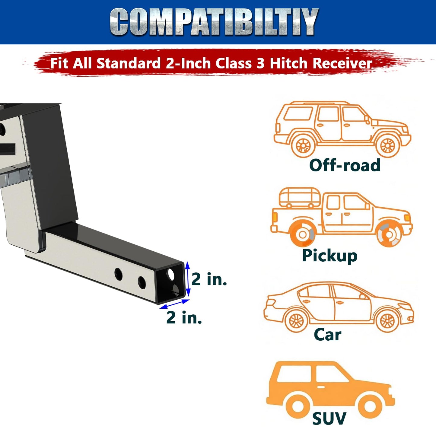 Foldable Hitch Mount Cargo Carrier Basket 56" X 24" X 7" for 2 Inch Hitches Receiver, 500 Lbs Capacity, Easy Folding,Hitch & Arm Tightener Anti Rattle, Trailer Pin Lock