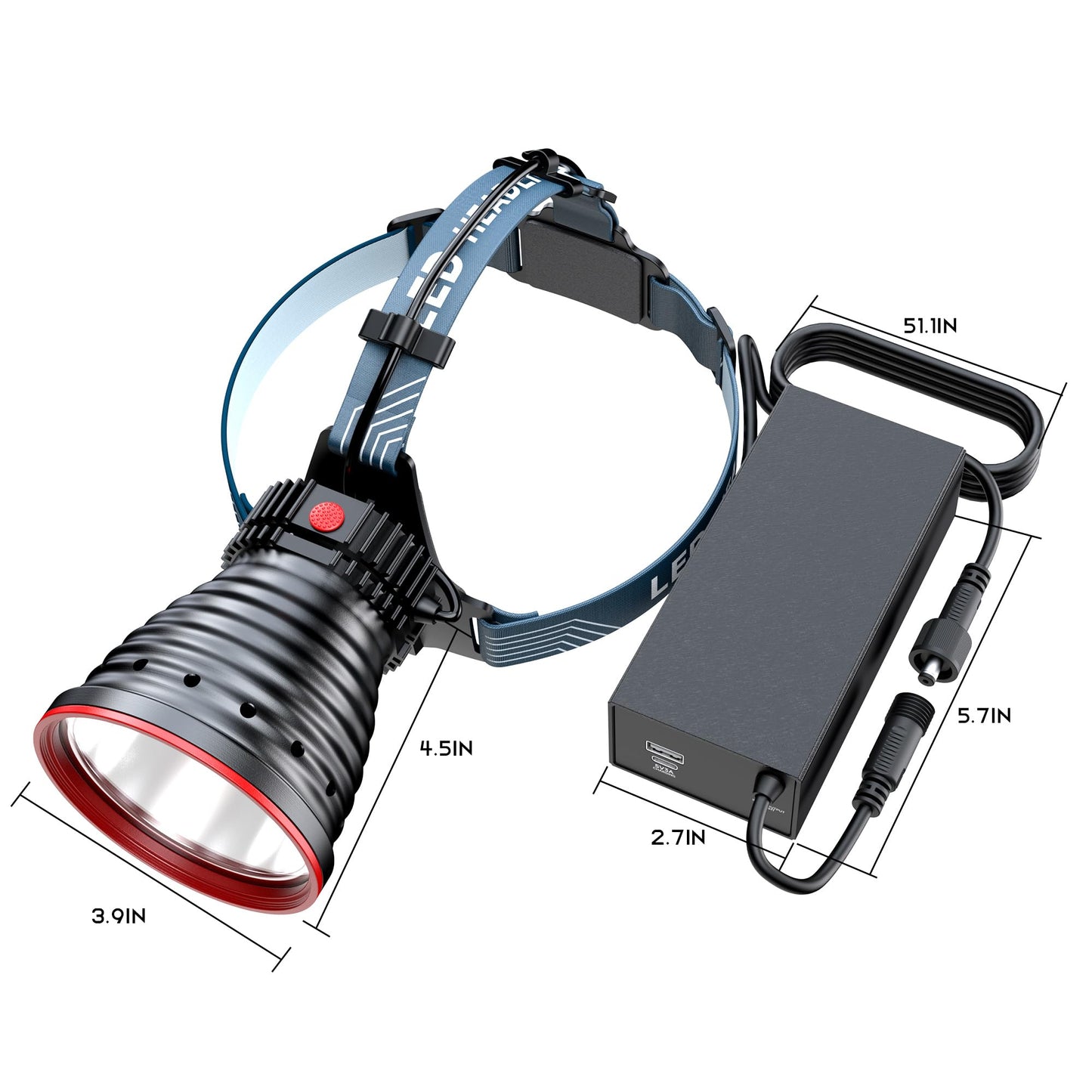 PINSAI Coon Hunting Lights High Power LED Headlamp Super Bright High Lumens 30000mAh Rechargeable Headlight Head Spotlight Torch for Fishing Camping with Bag