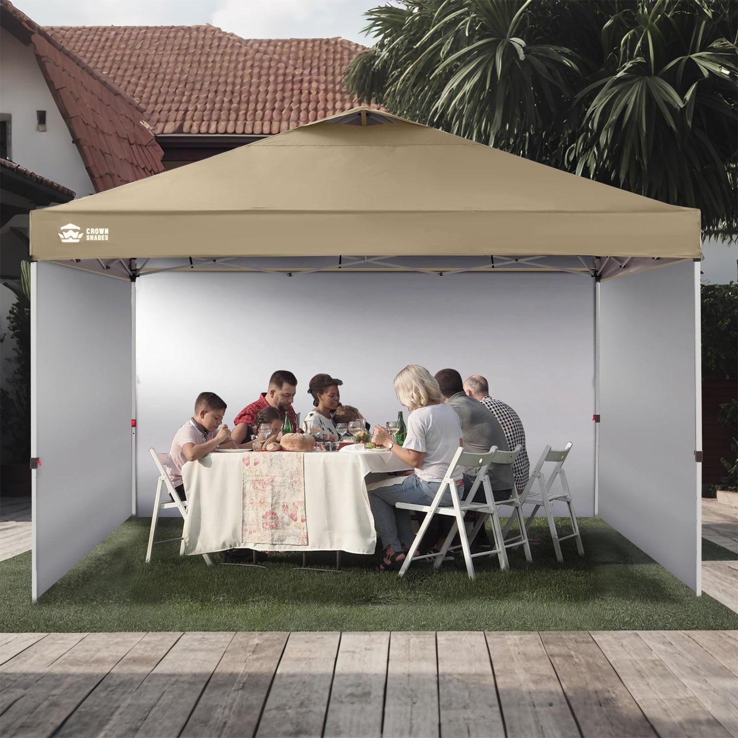 CROWN SHADES 12x12 Canopy Sidewalls (4pck) - Side Walls 12x12, Sidewalls for Canopy - Tent Accessories, Beige