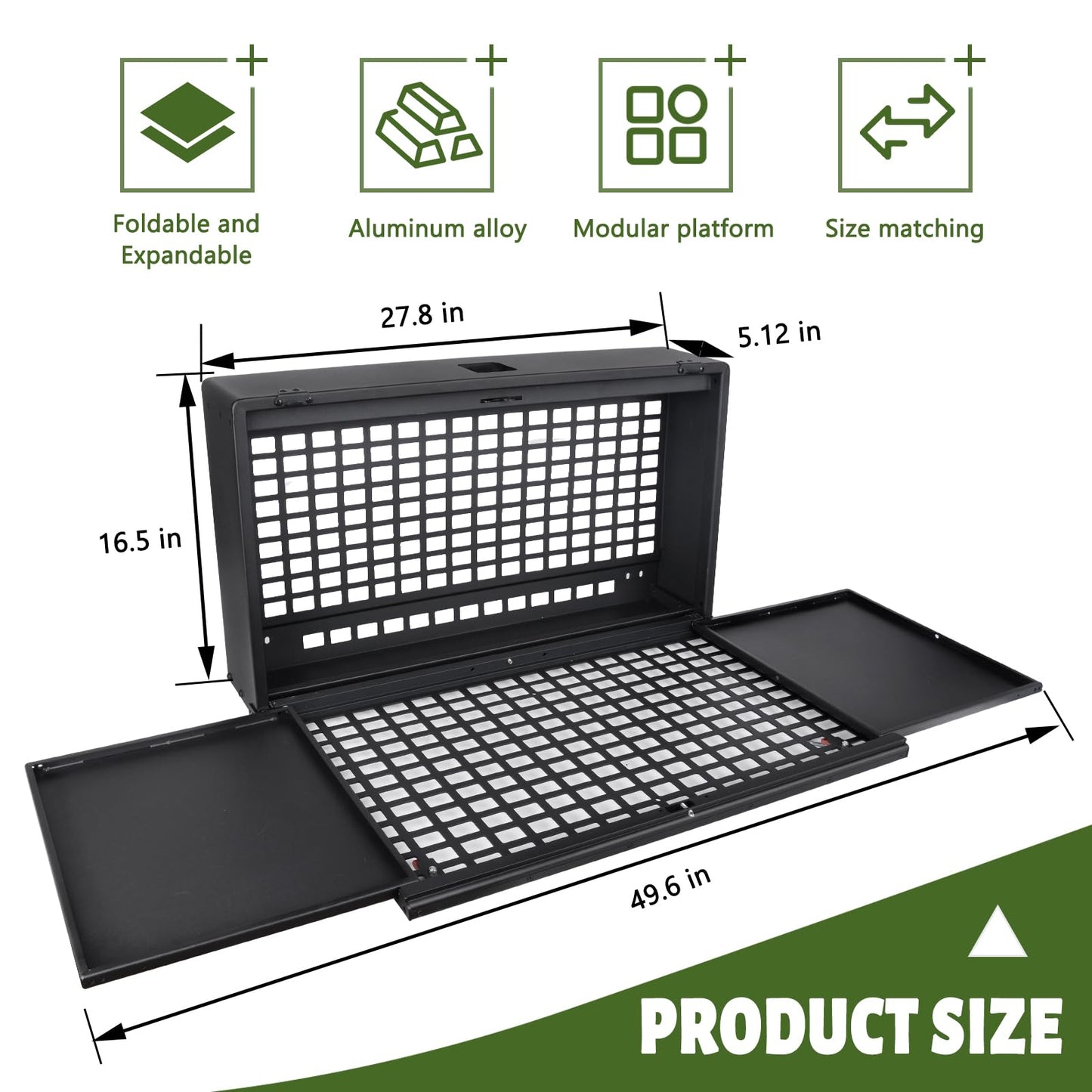 Tailgate Table Molle Panel Compatible with Ford Bronco/Badlands/Big Bend 4 Doors 2021-2025 Foldable Rear Storage Box with Password Lock Cargo Rack Shelf Camping Desk Bin(Not Fit Bronco Sport)