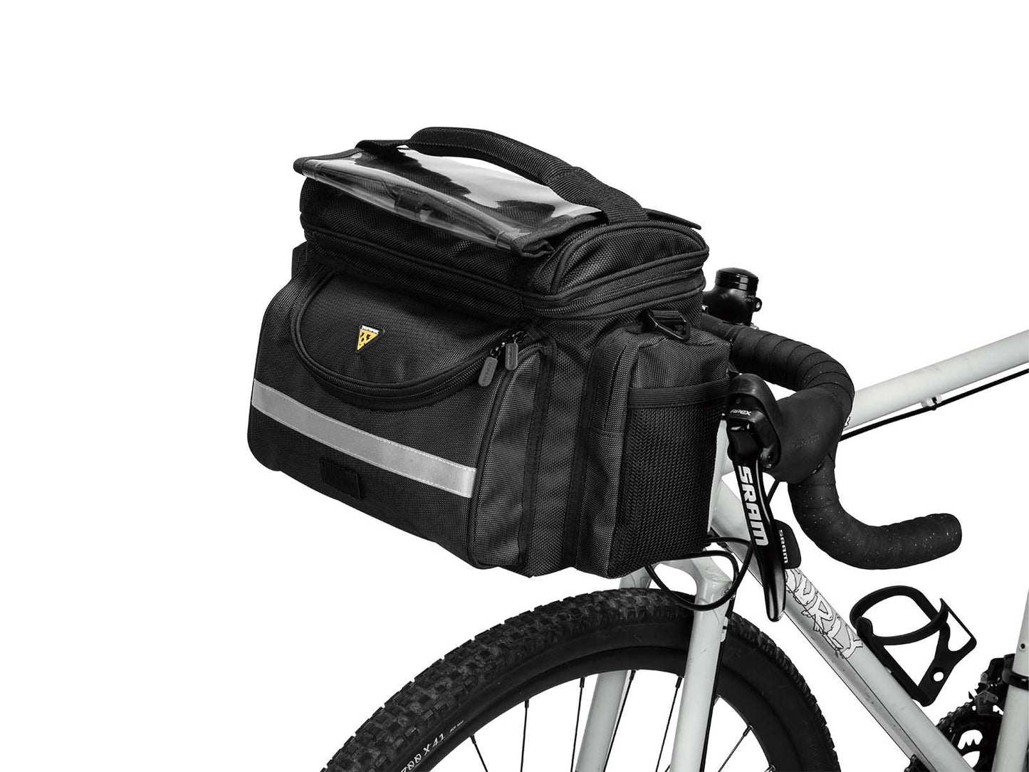 Topeak TourGuide Handlebar Bag DX with Fixer 8 – 8.1L Large-Capacity Touring Bag with QuickClick Mount, Shoulder Strap, Map Pocket, Rain Cover & Reflective Safety Strip