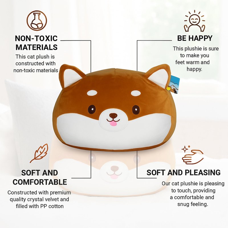 WORLD OF PLUSH 29 Inch Giant Shiba Inu Plush – 3.6 lb Oversized Squishy Stuffed Animal Pillow, One of The Largest Dog Plush Toys for Bed & Dorm, Cute Kawaii Room Decor Gift