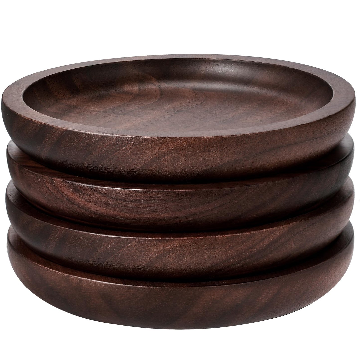 Wood Coasters Set of 6 with Holder for Drinks, MAPRIAL 4 Inch Gorgeous Wooden Coasters 100% Natural Walnut with Anti-Scratch Backing for Coffee Table, Gifts, Wedding, Party