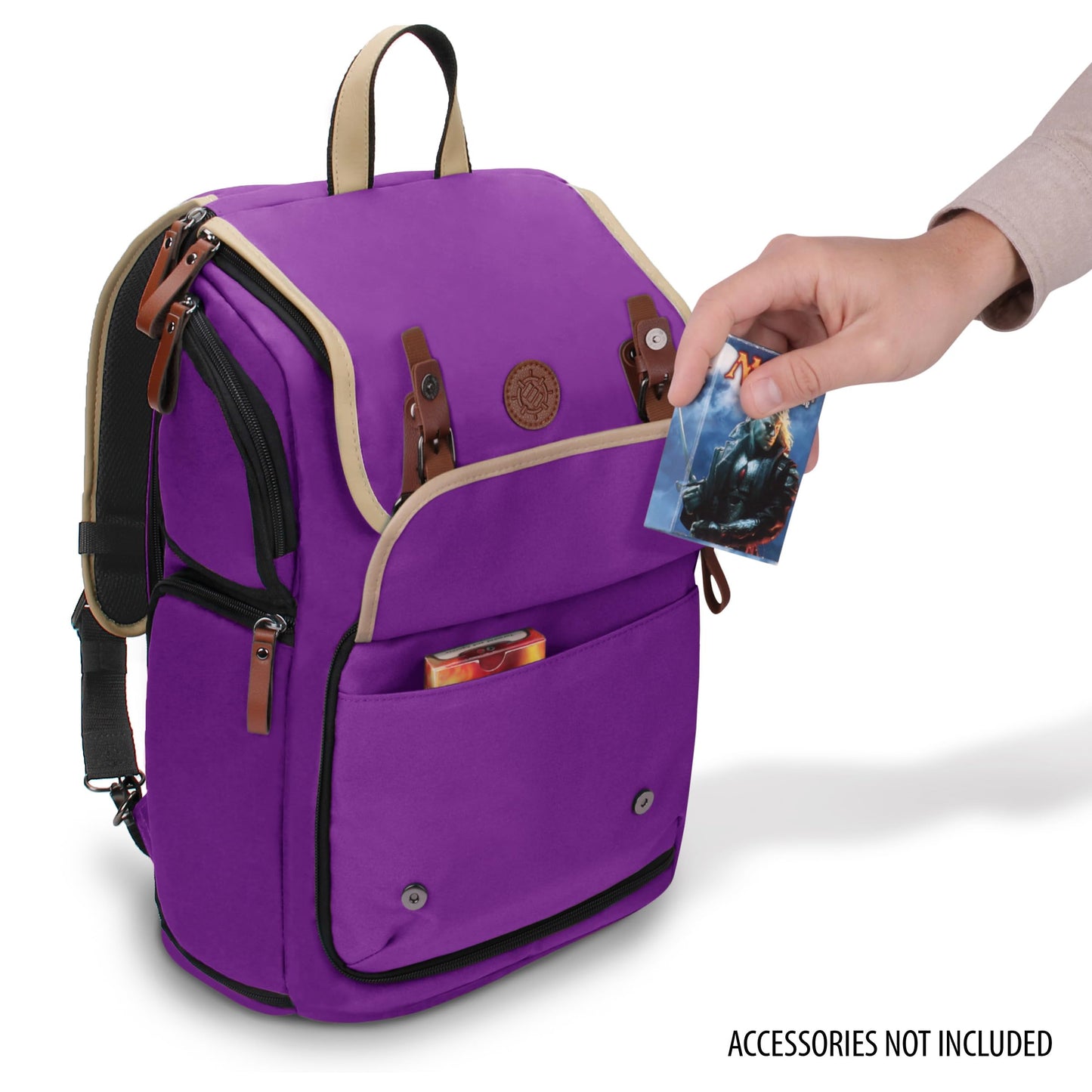 ENHANCE Designer Edition TCG Backpack - MTG Deck Bag Card Binder Space, TCG Deck Box Storage, MTG Playmat Holder - Card Storage Compatible with Magic the Gathering, Pokemon, Lorcana (Canvas Purple)