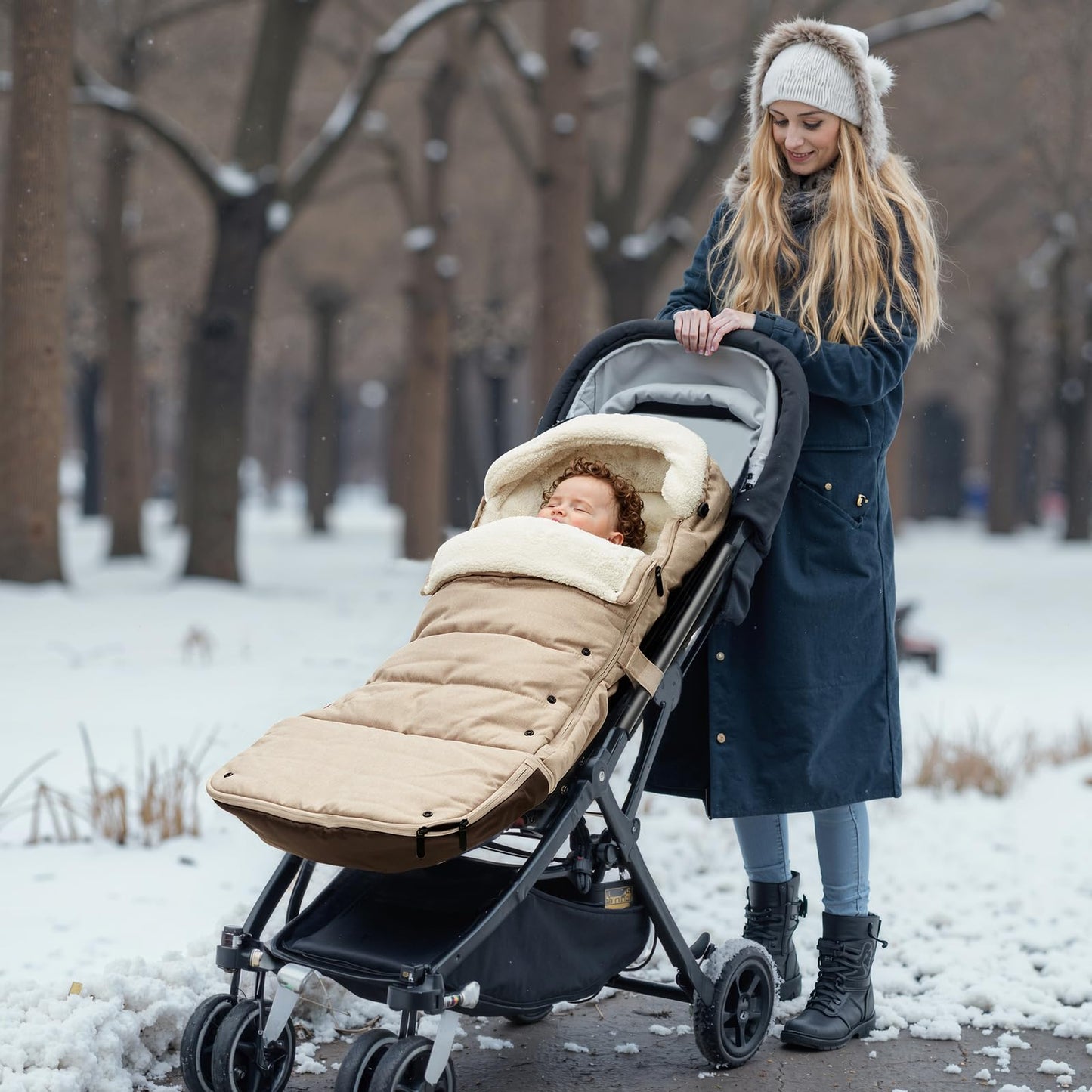 Momcozy Stroller Footmuff Universal | Easily Attaches to Most Strollers | Ultra-Plush,Weather-Proof Stroller Sleeping Bag | Deluxe Warm Stroller Bunting Bag | Extendable Cover Winter | Adjust-Buckle