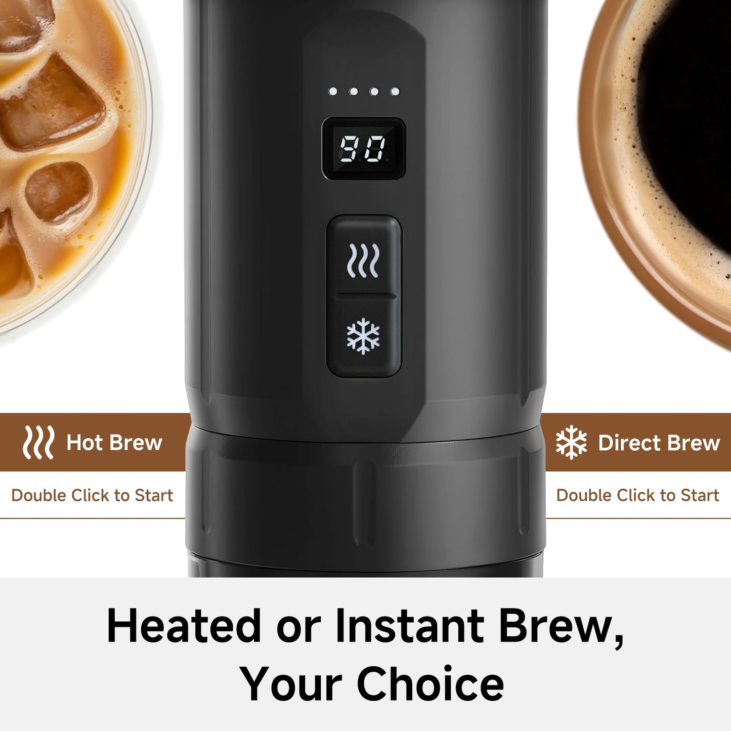 HIBREW H4C Ultra - Portable Electric Espresso Maker, 51mm Bottomless Professional Coffee Maker, USB-C Rechargeable for Ground Coffee,Compact for Camping and Travel,with Foldable Holder & Carrying Case
