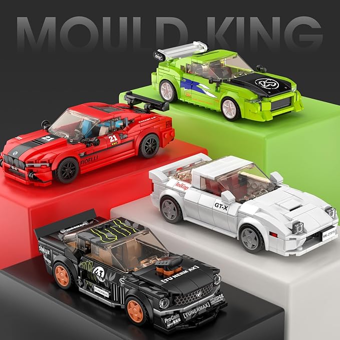 Mould King Speed Champion RX-7 Initial D Building Set & Display Case 27015 Cars Model Kits Gifts for Teens/Adults Creative for Teens Age 14+ (369Pcs)