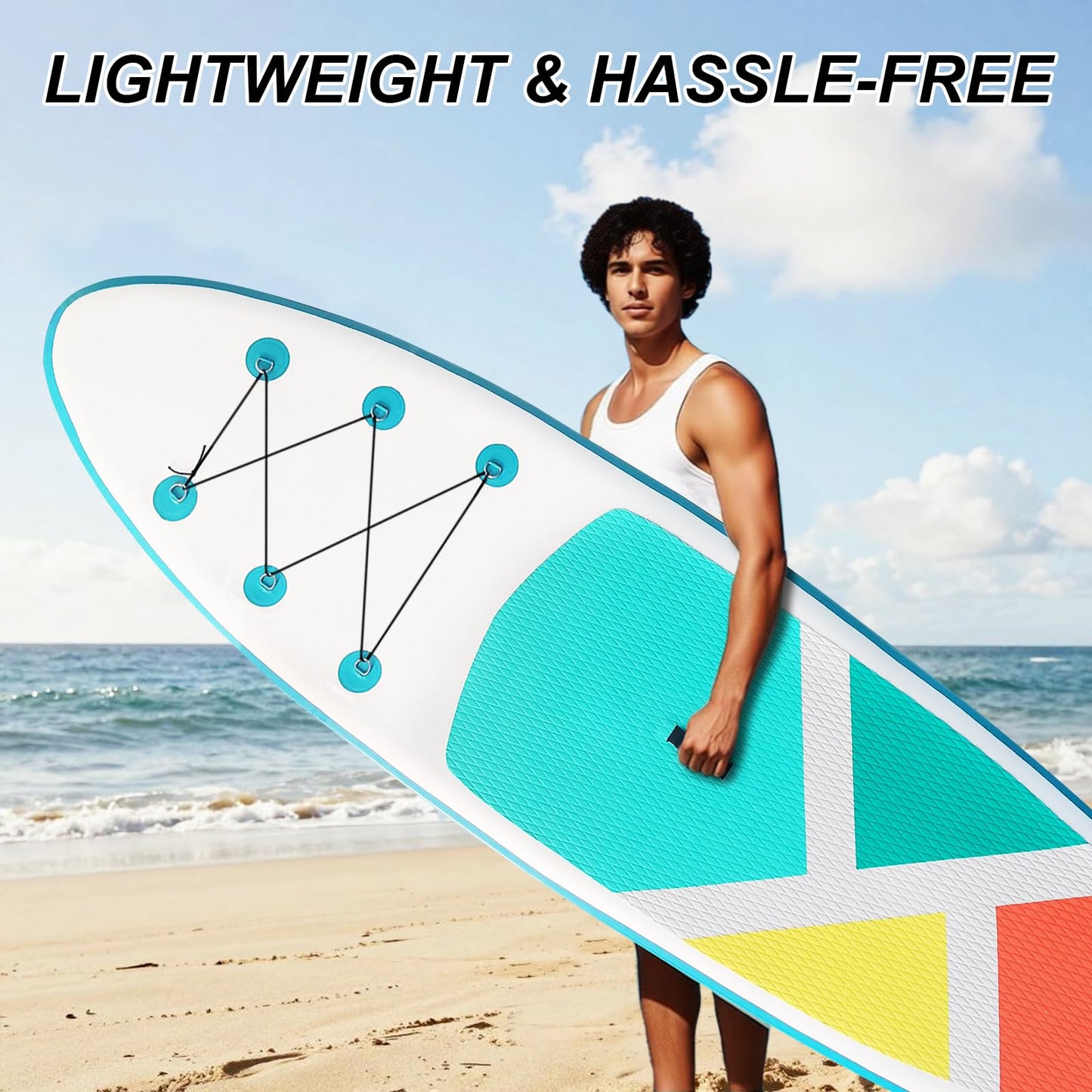 Inflatable SUP Stand-Up Paddle Boards for All Skill Levels, QILEBA 10'4'' Ultra-Light Paddleboard with Durable SUP Accessories, Fins, Paddle, Pump, Leash, Extra Wide Stable Non-Slip Yoga Deck