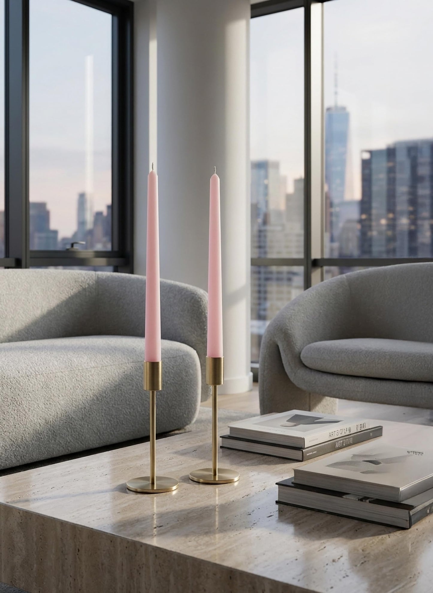 Homeology 6 PK 10" Classic Taper Candles, Pale Pink, 7-8 Hours Long Burning, Unscented Tall Candlesticks
