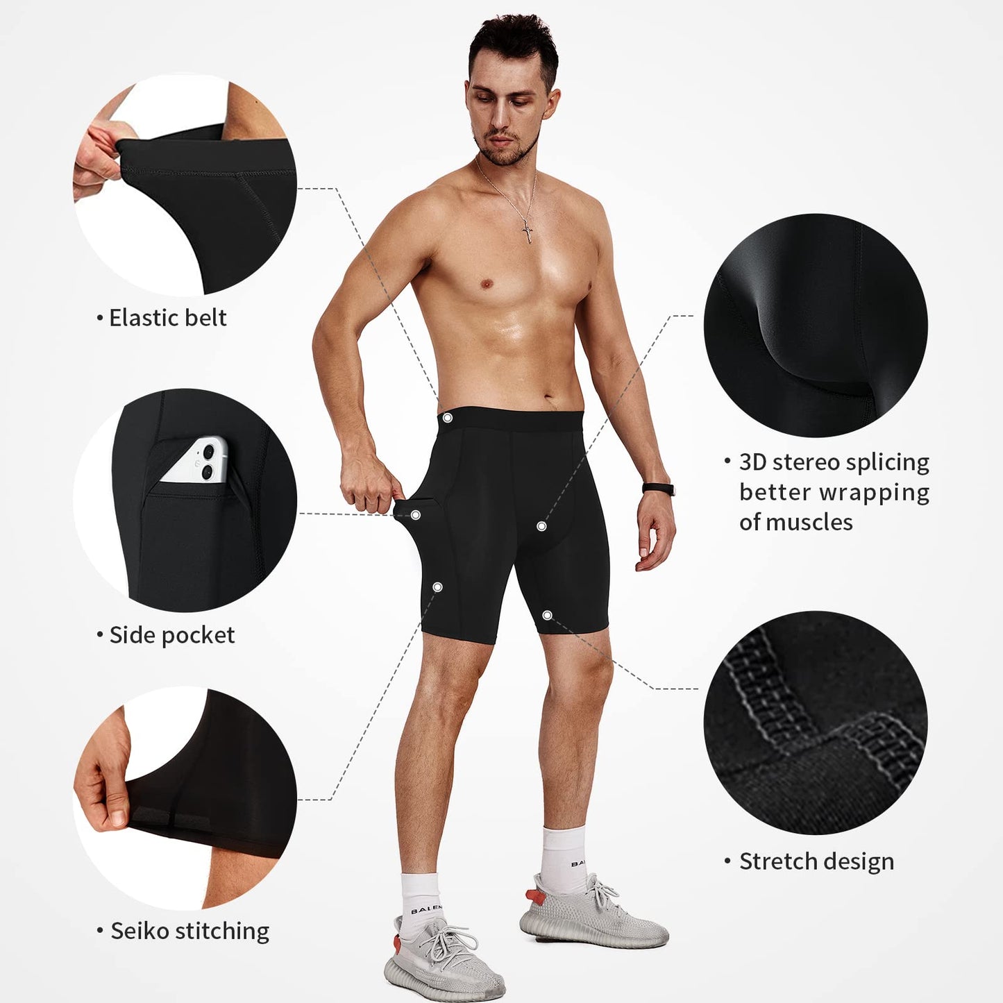 Niksa Compression Shorts Men, Compression Underwear for Men Athletic Shorts, Running Workout Fitness Shorts