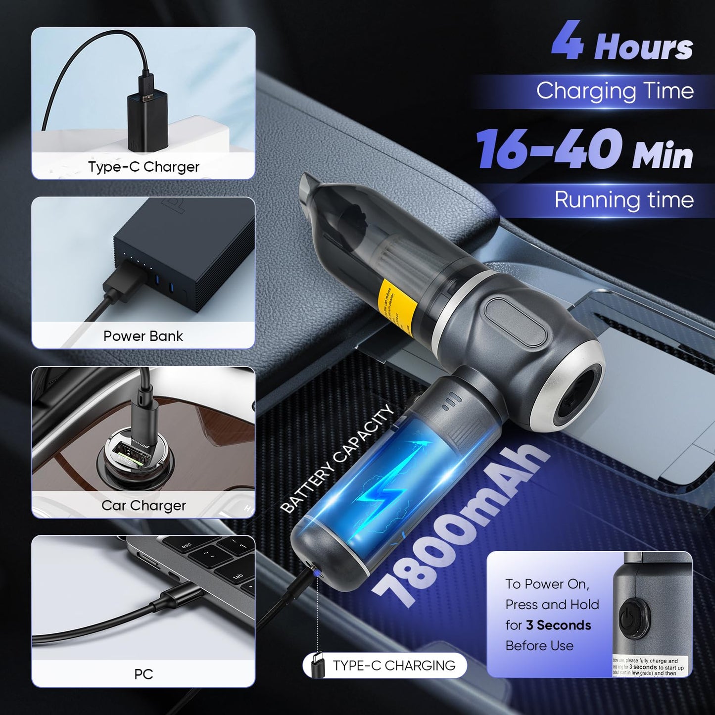 SakerPlus Telescopic Camping Lantern & Car Vacuum Portable