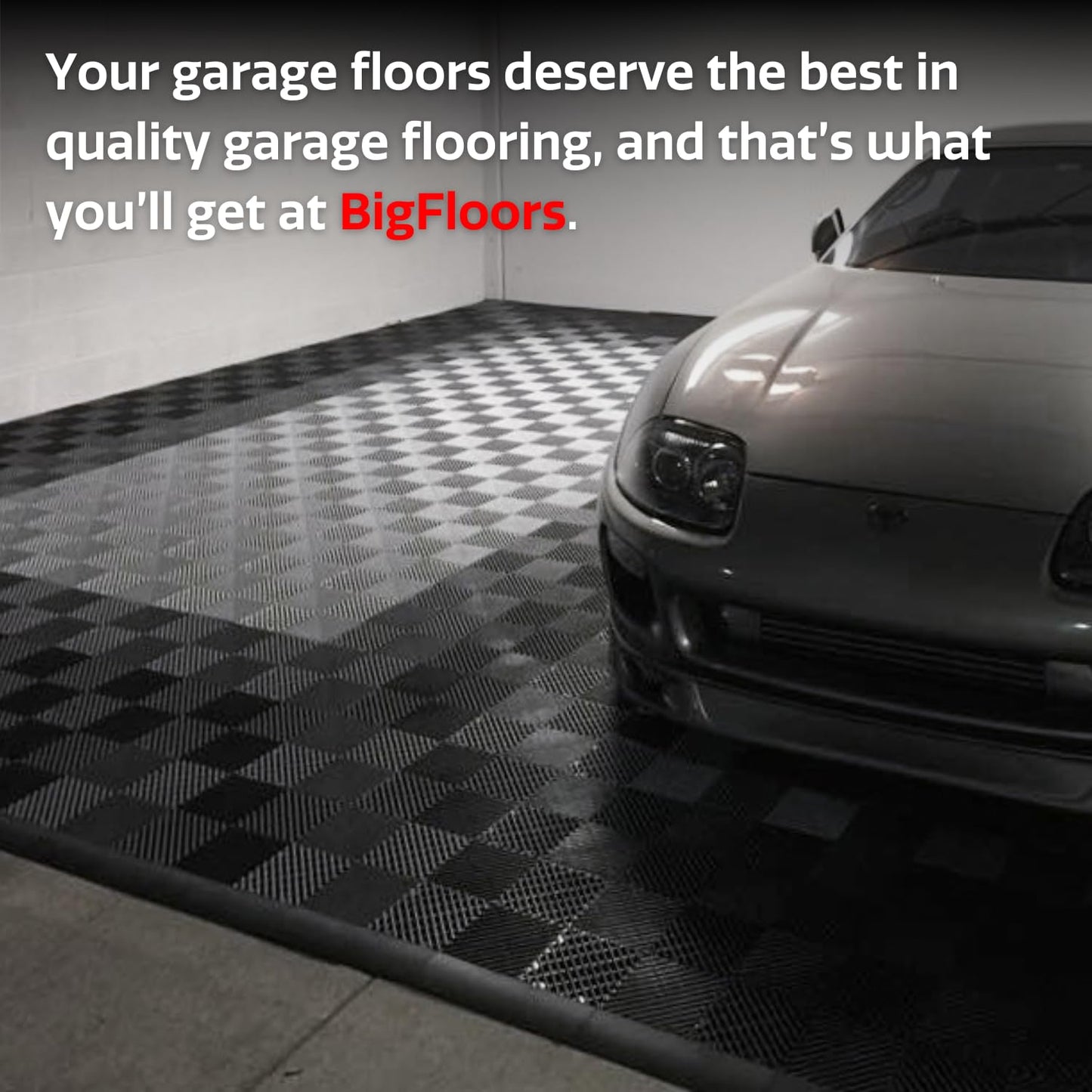Big Floors RaceDeck Garage Floor Tiles, Interlocking Garage Flooring, Free-Flow Open Rib Self-Draining Heavy-Duty Copolymer Modular Tile (Bright Blue, 48 Pack of 12 x 12" Tiles, 48 Sq Ft)
