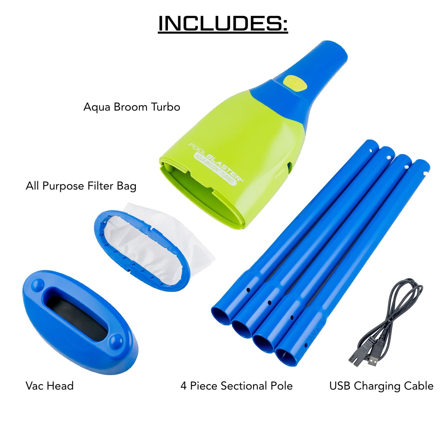 Pool Blaster Aqua Broom Turbo Spa Vacuum for Hot Tub Cordless Hoseless Rechargeable USB Charging Cable Included