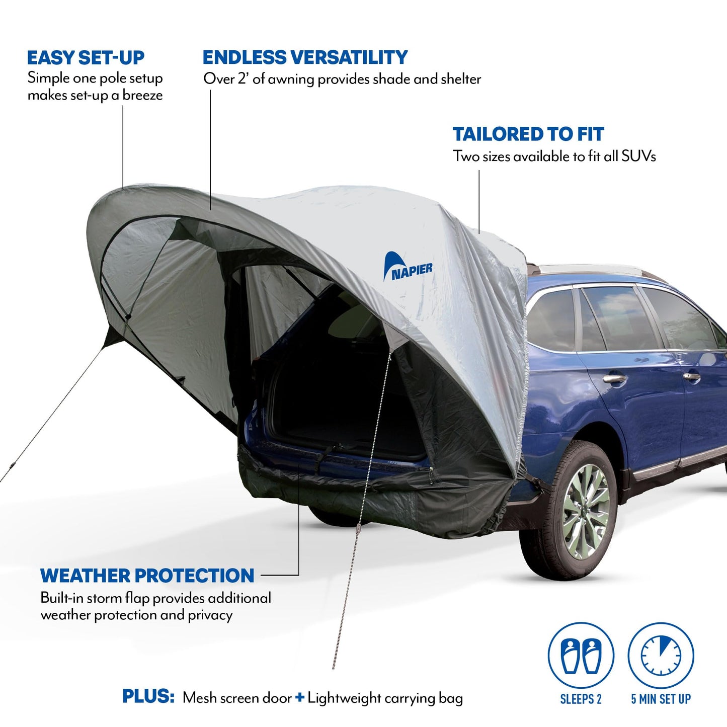 Napier Sportz Cove | SUV Tailgate Tent with Awning | Fits Small to Large SUVs | Easy 5-Minute Setup | Sun Protection & Privacy Shelter for Camping, Tailgating, Road Trips