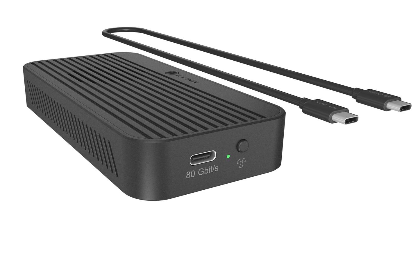 80Gbps M.2 NVMe SSD Enclosure with Cooling Fan, ICY BOX USB4 NVMe SSD Enclosure Compatible with Thunderbolt 5/4/3/USB 4 M-Key Key SSD up to 8TB, Aluminum Alloy Housing