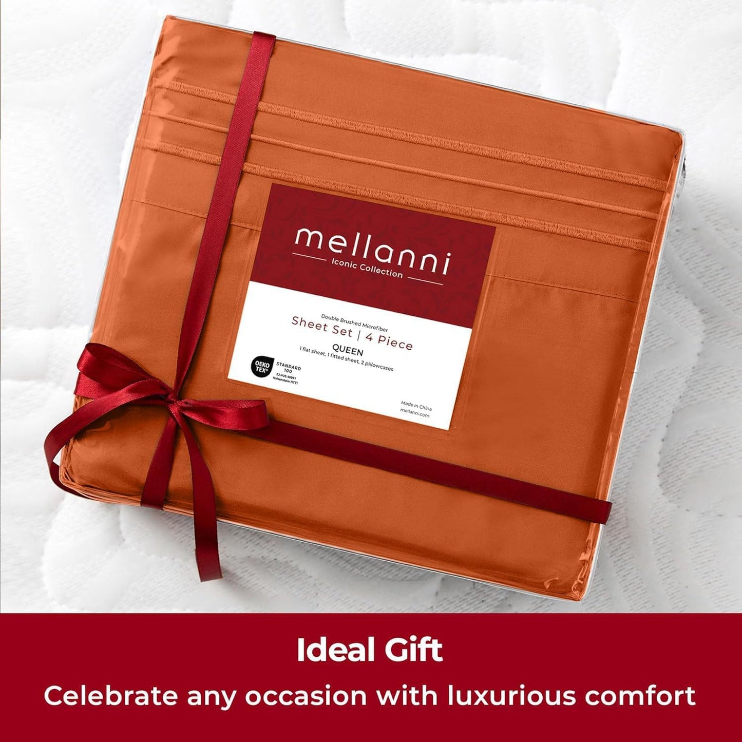 Mellanni Twin Sheets Set - 3 PC Luxury Bedding Collection | Extra Soft, Cooling, Wrinkle-Resistant (Twin, Terracotta)