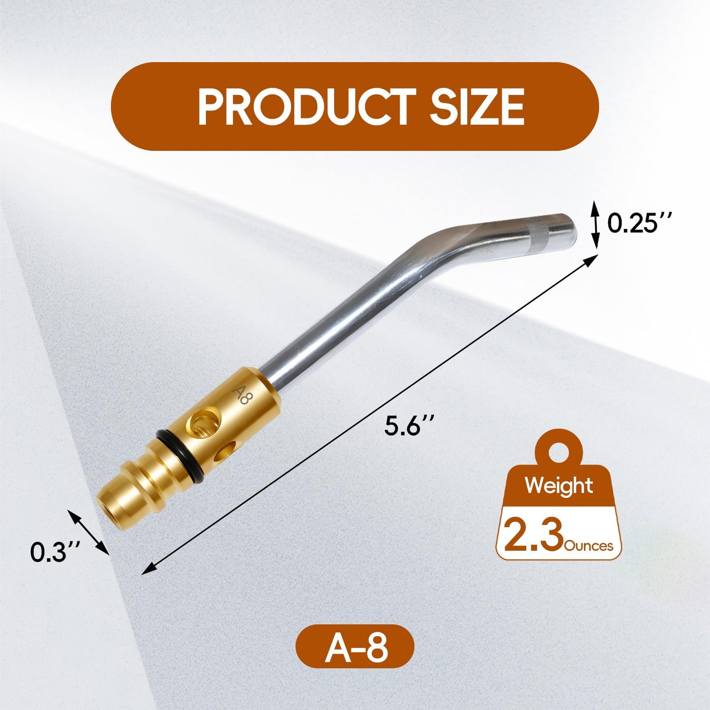 JZWELD A3 A5 A8 Air Acetylene Torch Tip Kit, 3/16" 1/4" 5/16" Tip Size for PLF-A5/G-4 Handles, Air Acetylene Tip with Flint Striker, Light/Medium Duty Air Acetylene Swirl Quick Connector Flame Tip