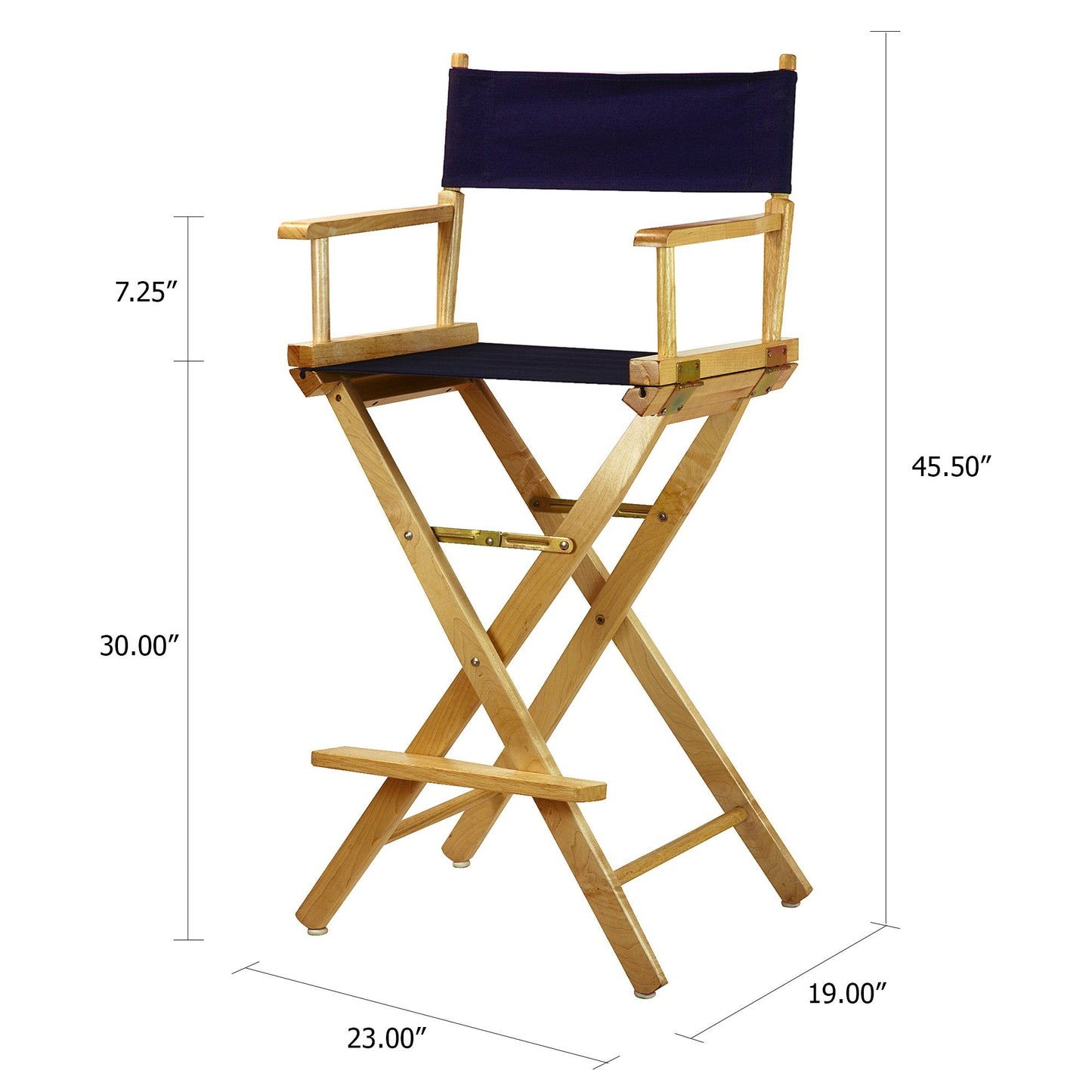 Casual Home Director's Chair ,Natural Frame/Navy Canvas,30" - Bar Height