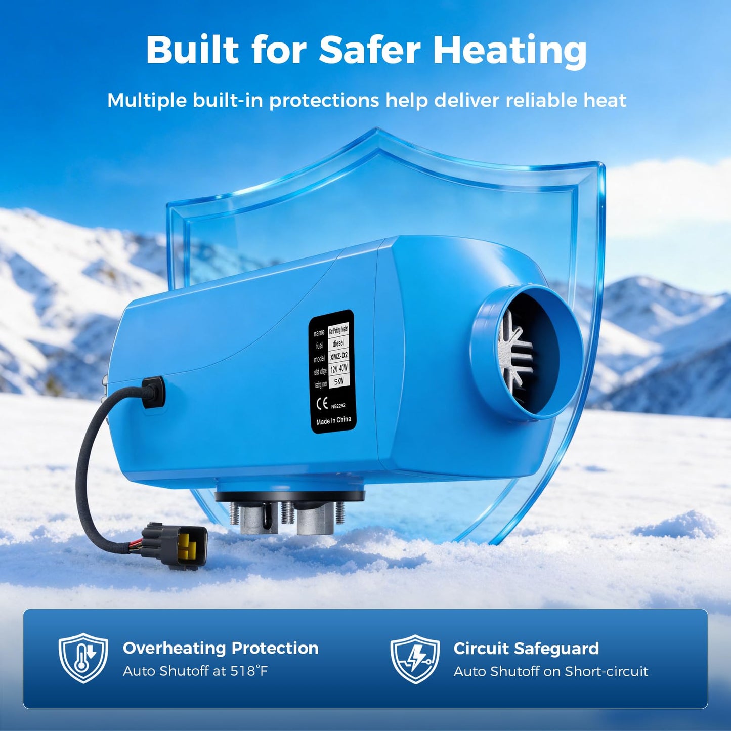 VOYOCHT Diesel Heater 5KW, Aluminum Housing, Diesel Heater 12V, Fast Heating, Diesel Parking Heater High Altitude with 15L Fuel Tank for Trucks, Trailers, Boats, RVs and Motor-homes