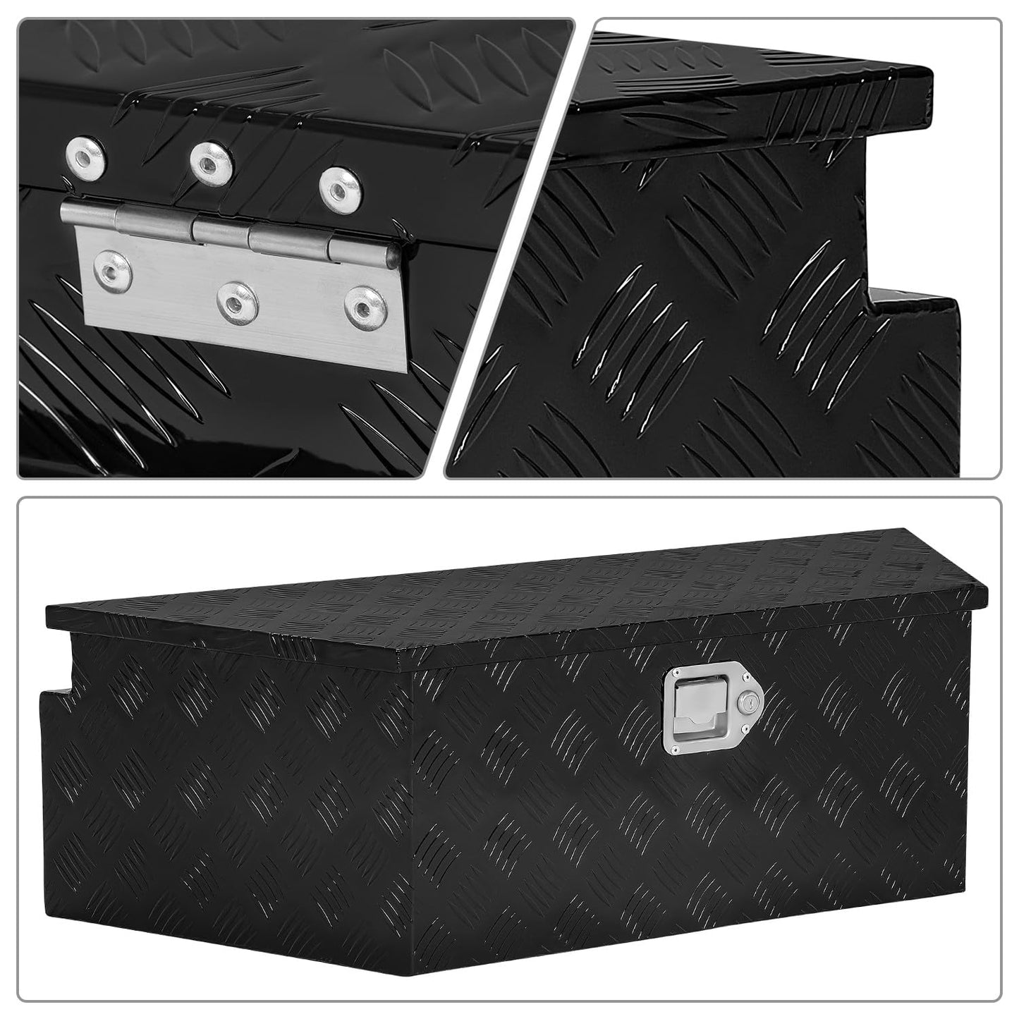 DNA MOTORING Trailer Tongue Box, Lockable Aluminum Storage Box for Truck Bed, 38" X 14.25" X 12", Black, TBOX-T5-002-BK