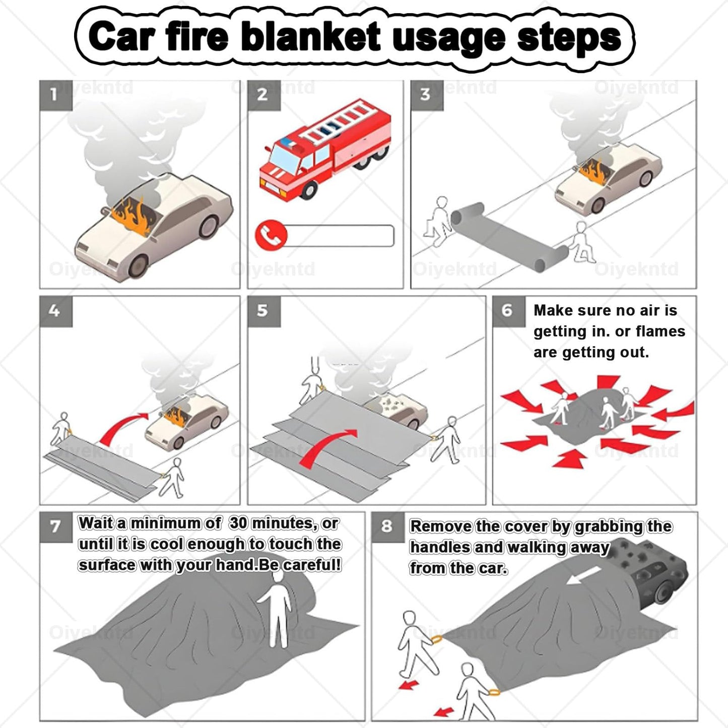 MDYHY Fire Blanket for Vehicles, Reusable Flame Retardant, Silicone Coated Emergency Fire Suppression Blanket for Home, Office & Caravan, 4m x 6m (13.1ft x 19.7ft)